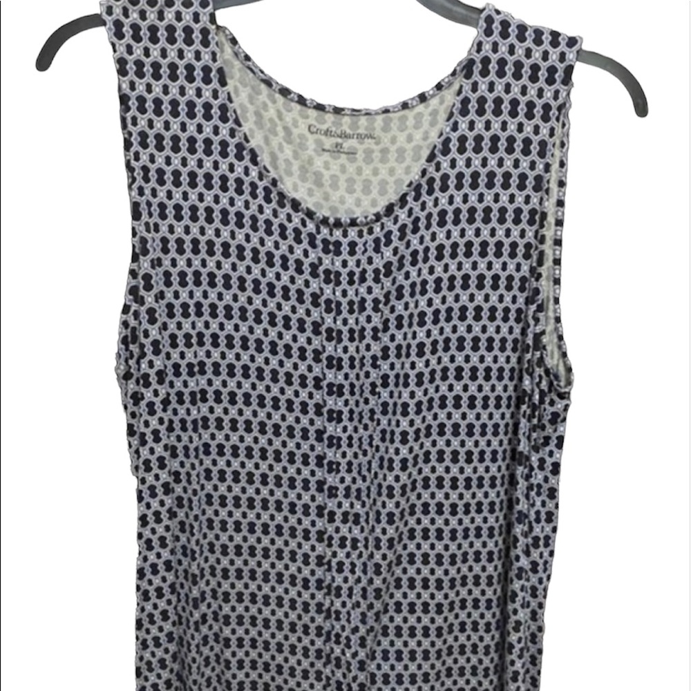 Croft & Barrow blue & white sleeveless blouse Petite large - Picture 2 of 5